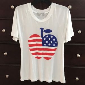 Wildfox Tee Red, White, Blue Apple Tee Sz XS
